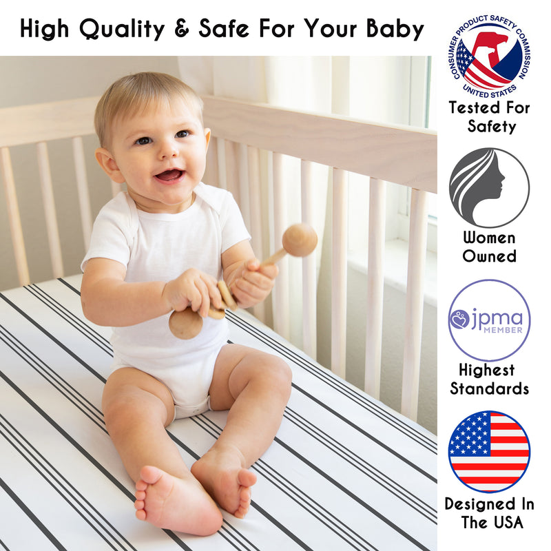 Stripe White and Grey Collection Crib Sheet
