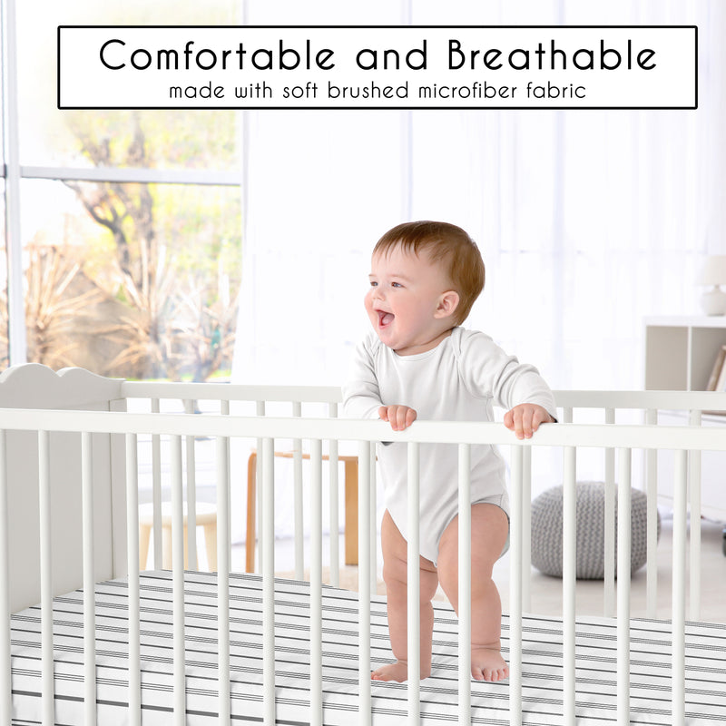 Stripe White and Grey Collection Crib Sheet