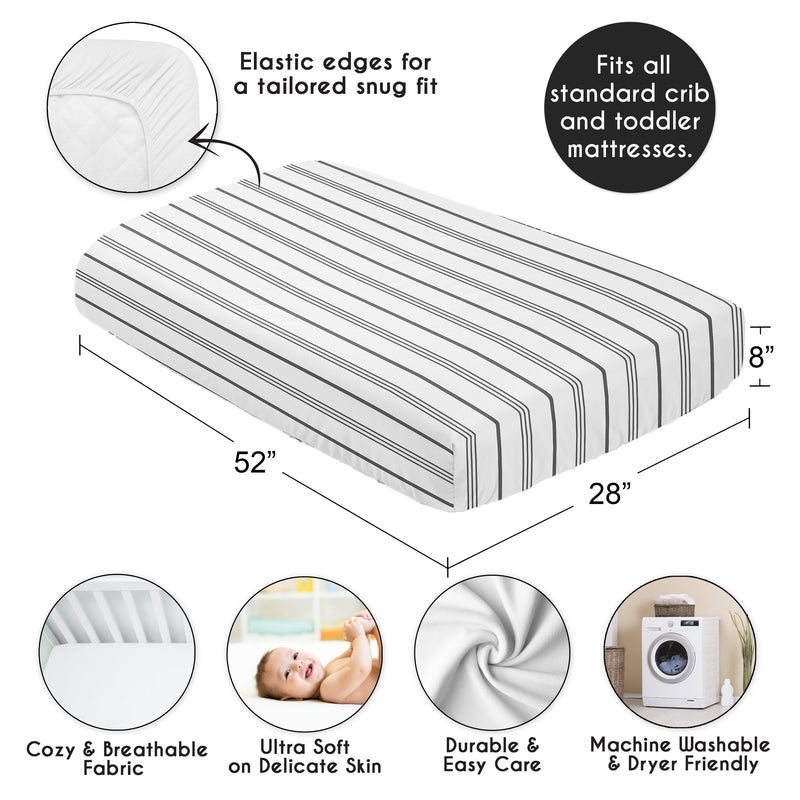 Stripe White and Grey Collection Crib Sheet