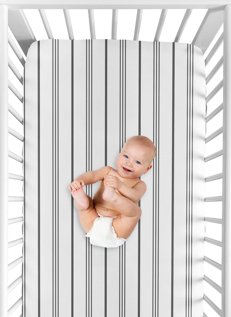 Stripe White and Grey Collection Crib Sheet