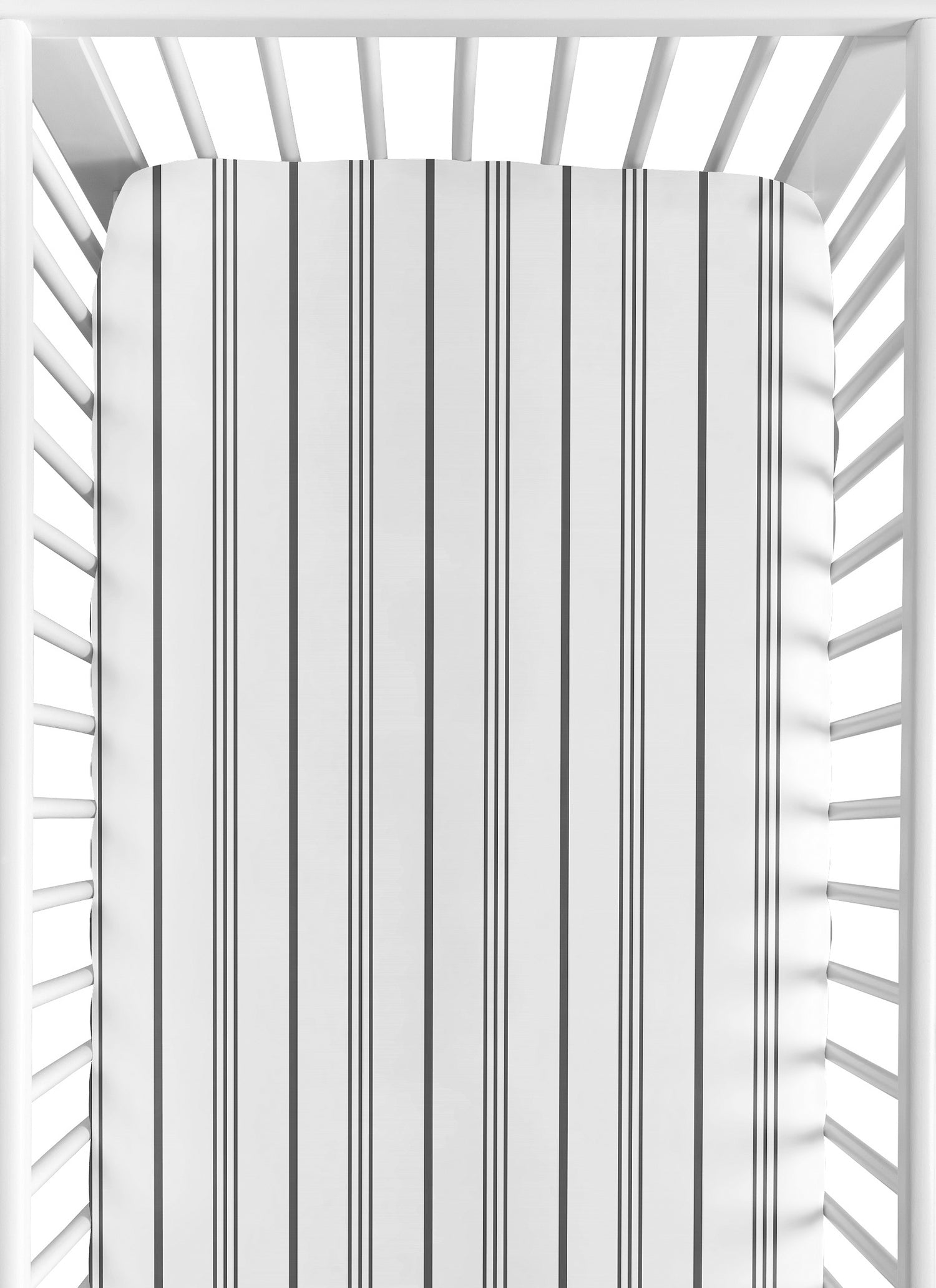 Stripe White and Grey Collection Crib Sheet