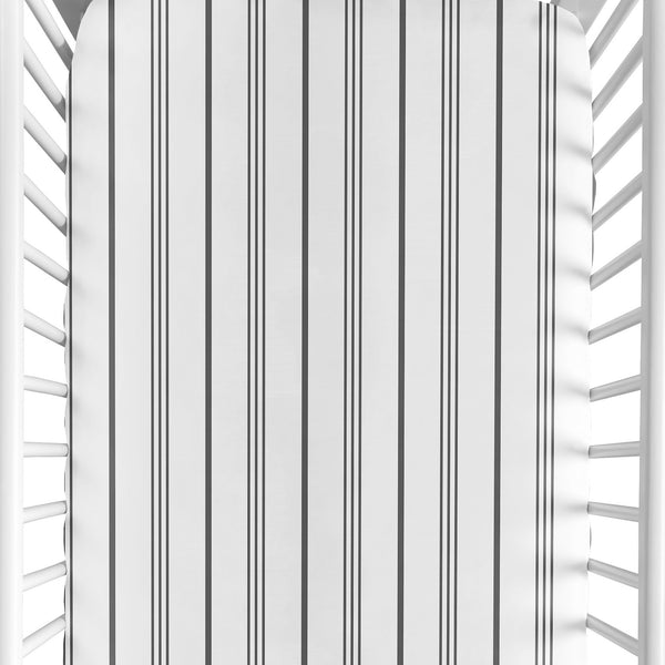 Stripe White and Grey Collection Crib Sheet