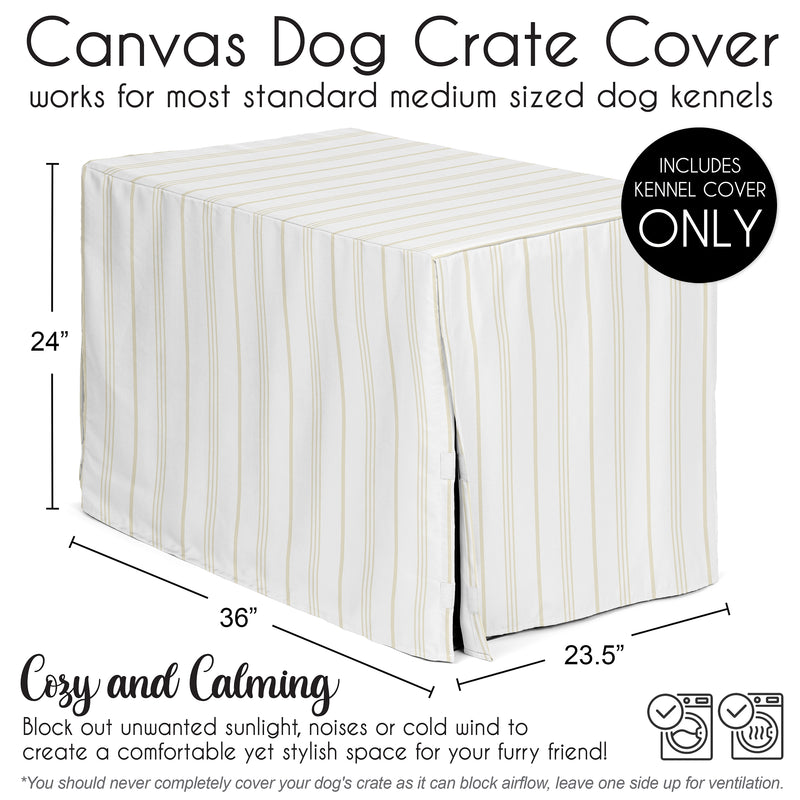 Stripe White and Grey Collection Dog Crate Kennel Cover 36in.