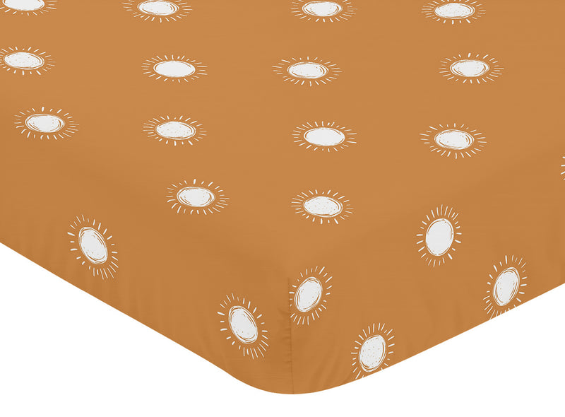 Boho Sun Pumpkin and White Crib Sheet