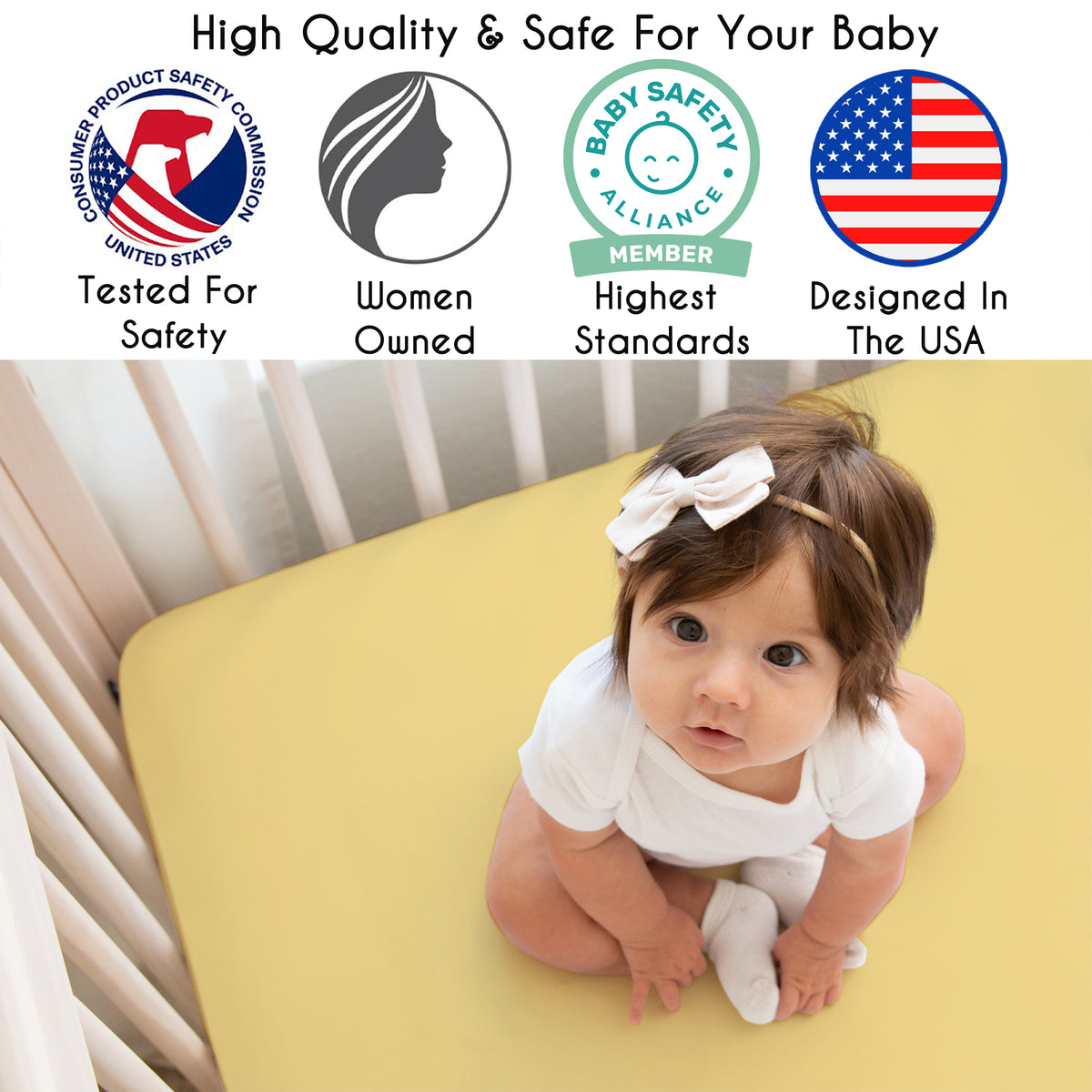 Boho Sun White and Mustard Yellow Collection 3 Piece Crib Bedding