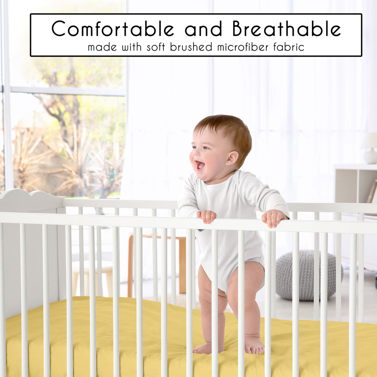 Boho Sun White and Mustard Yellow Collection 3 Piece Crib Bedding