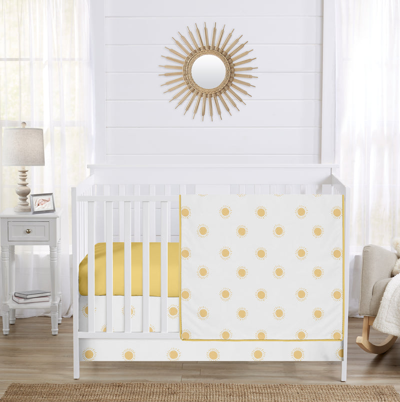 Boho Sun White and Mustard Yellow Collection 3 Piece Crib Bedding
