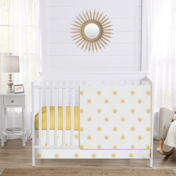 Boho Sun White and Mustard Yellow Collection 3 Piece Crib Bedding