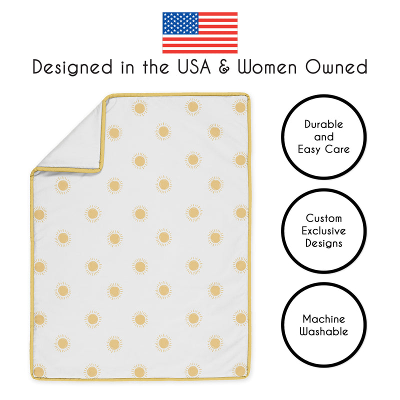 Boho Sun White and Mustard Yellow Collection 3 Piece Crib Bedding
