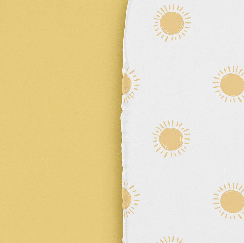 Boho Sun White and Mustard Yellow Collection 2 Pack Baby Bassinet Fitted Sheets