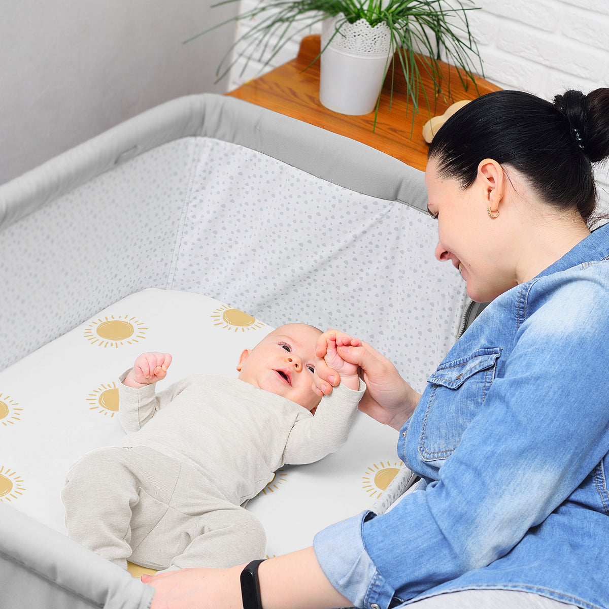 Boho Sun White and Mustard Yellow Collection 2 Pack Baby Bassinet Fitted Sheets