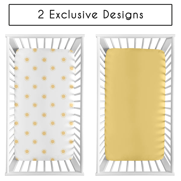 Boho Sun White and Mustard Yellow Collection 2 Pack Crib Sheets alternate view