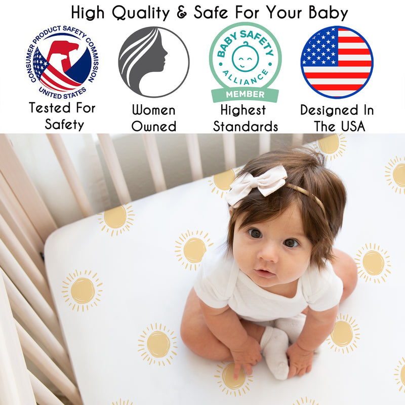 Boho Sun White and Mustard Collection 3 Pack Crib Sheets