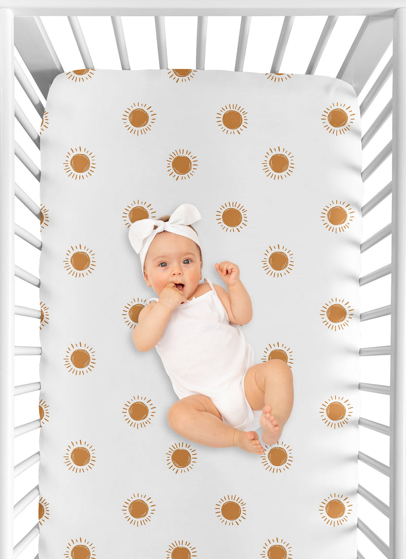 Boho Sun White and Mustard Collection 3 Pack Crib Sheets