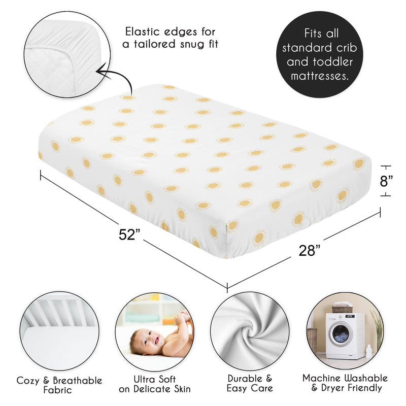 Boho Sun White and Mustard Crib Sheet