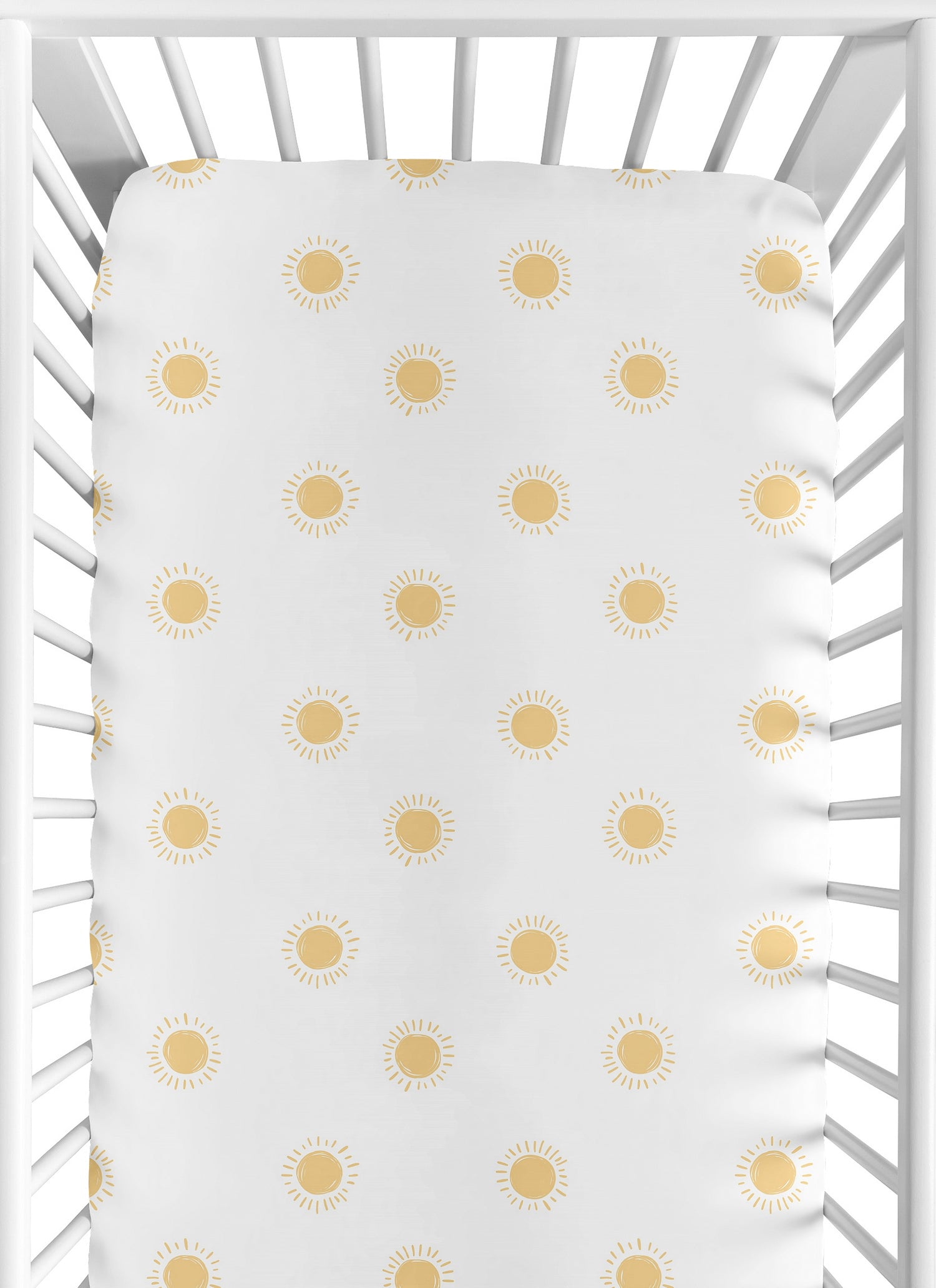 Boho Sun White and Mustard Crib Sheet