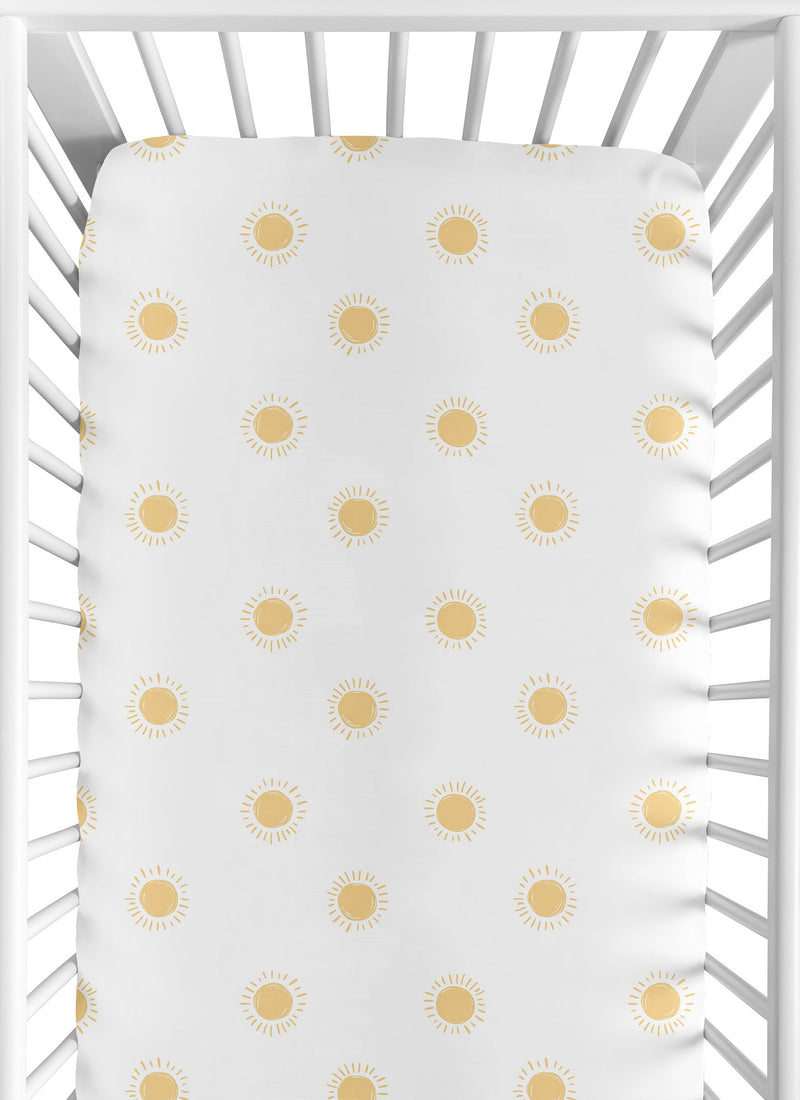 Boho Sun White and Mustard Crib Sheet