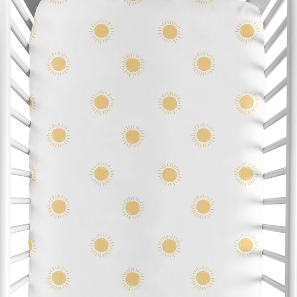 Boho Sun White and Mustard Crib Sheet
