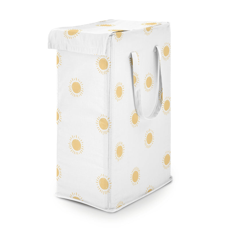 Boho Sun White and Mustard Collection Laundry Hamper with Handles