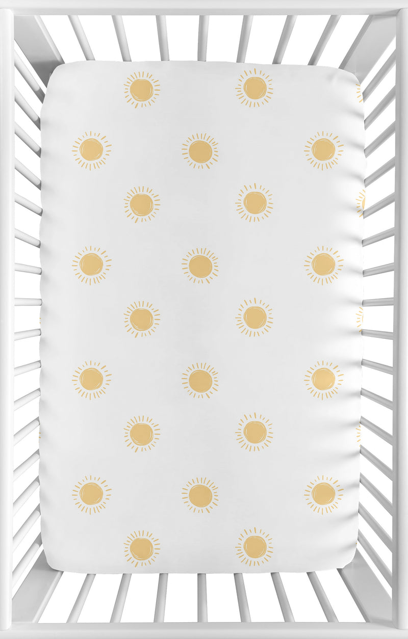 Boho Sun White and Mustard Yellow Collection Mini Crib Sheet