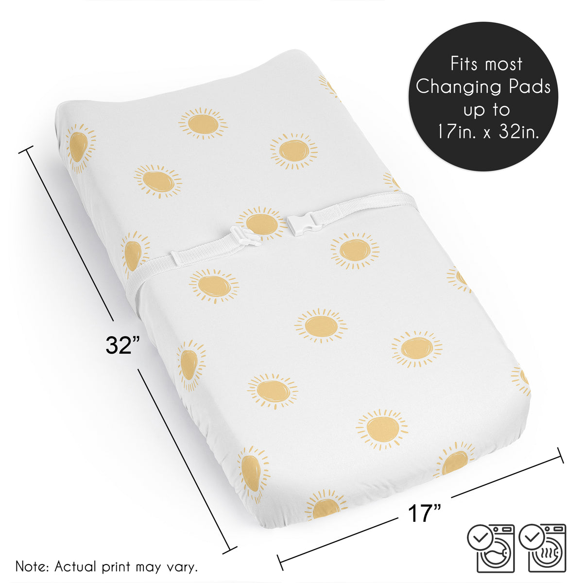 Boho Sun White and Mustard Yellow Collection Changing Pad Cover Sheet