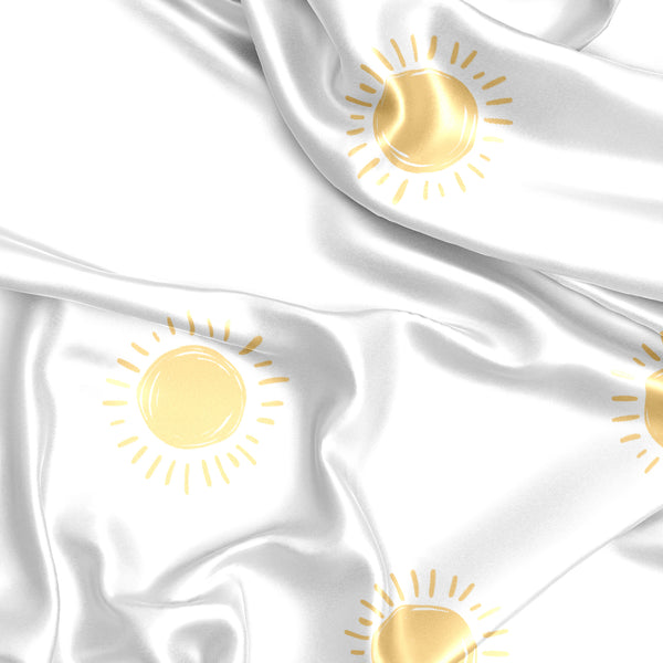 Boho Sun White and Mustard Collection Satin Fitted Crib Sheet alternate view