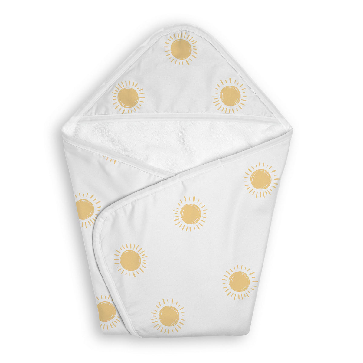 Boho Sun White and Mustard Collection Hooded Baby Towels - Toddler Bath Towel