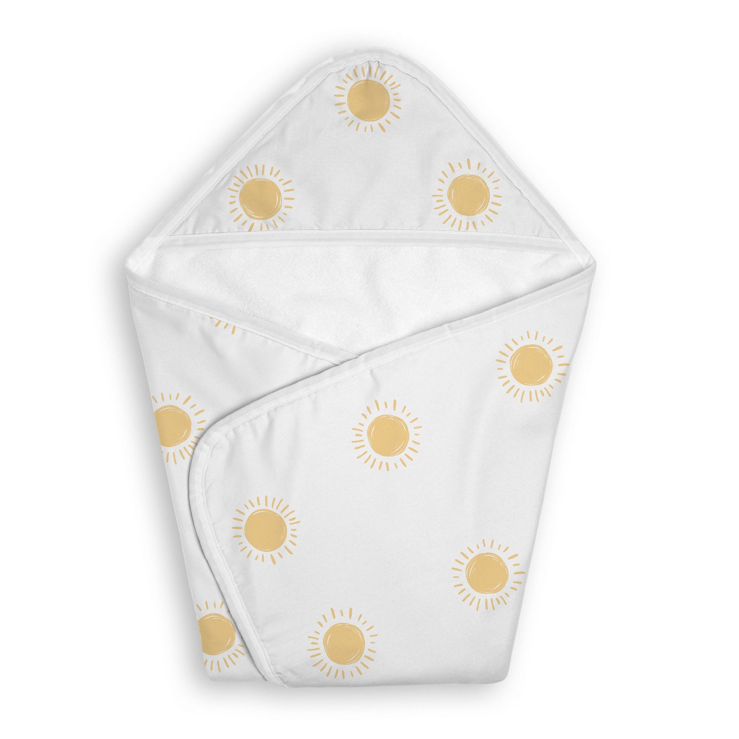 Boho Sun White and Mustard Collection Hooded Baby Towels - Toddler Bath Towel