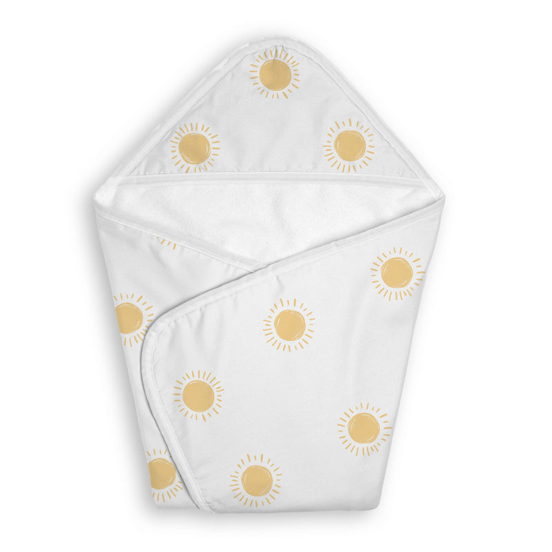Boho Sun White and Mustard Collection Hooded Baby Towels - Toddler Bath Towel