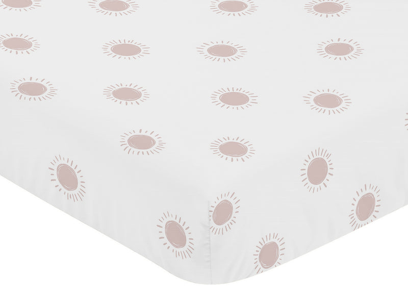 Boho Sun White and Mauve Crib Sheet