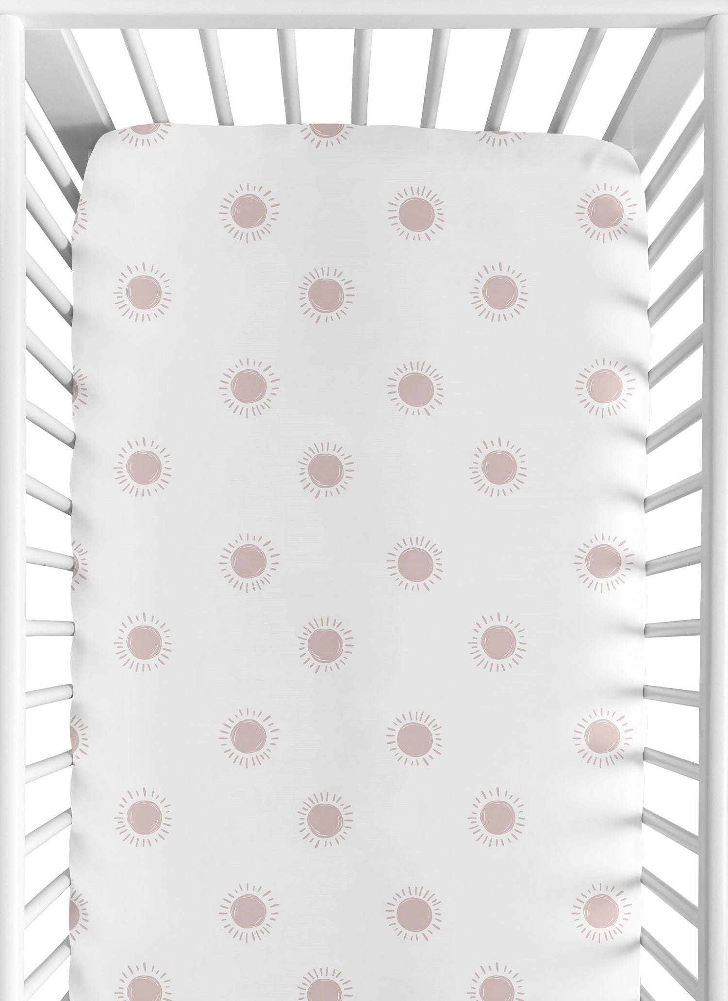 Boho Sun White and Mauve Crib Sheet