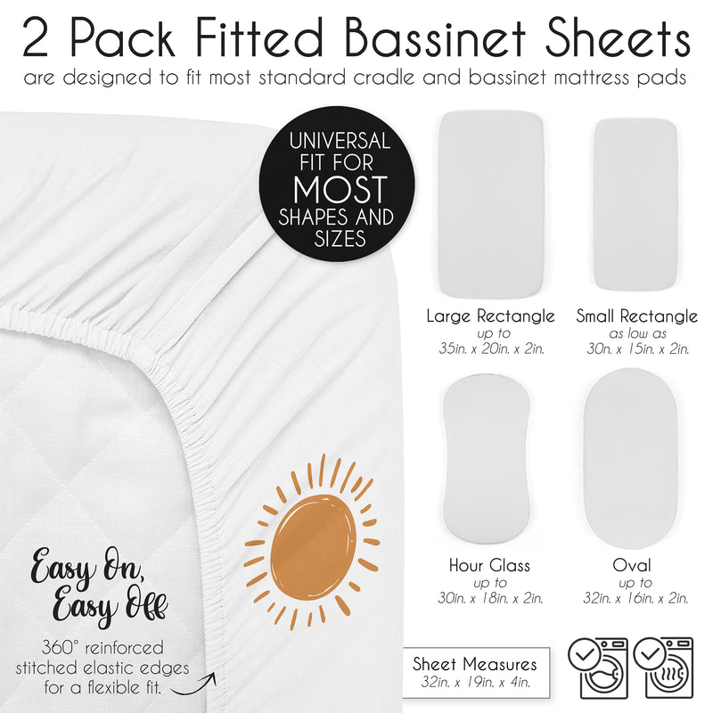 Boho Sun White and Pumpkin Collection 2 Pack Baby Bassinet Fitted Sheets