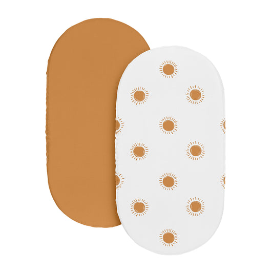 Boho Sun White and Pumpkin Collection 2 Pack Baby Bassinet Fitted Sheets