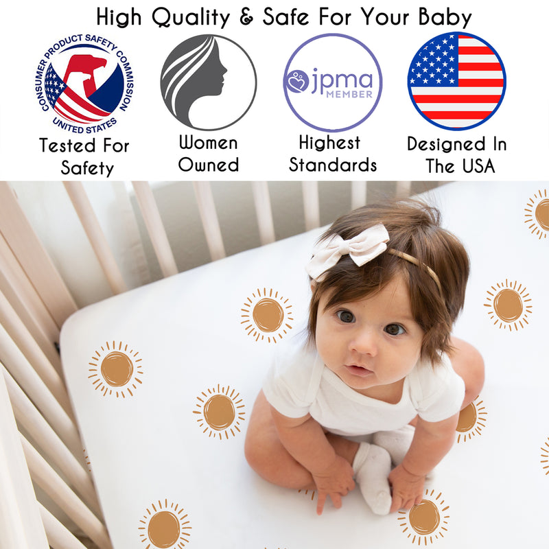 Boho Sun White and Pumpkin Crib Sheet