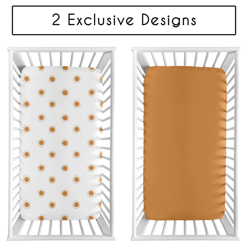 Boho Sun White and Pumpkin 2 Pack Crib Sheets