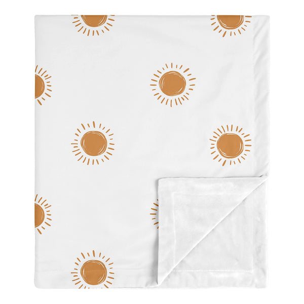 Boho Sun White and Pumpkin Collection Baby Blanket