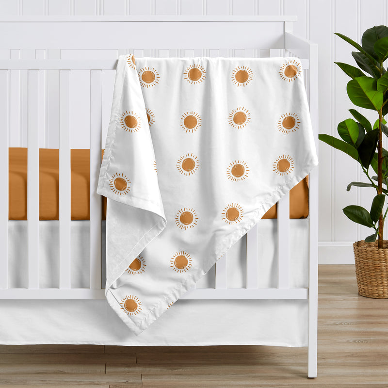 Boho Sun White and Pumpkin Collection Baby Blanket