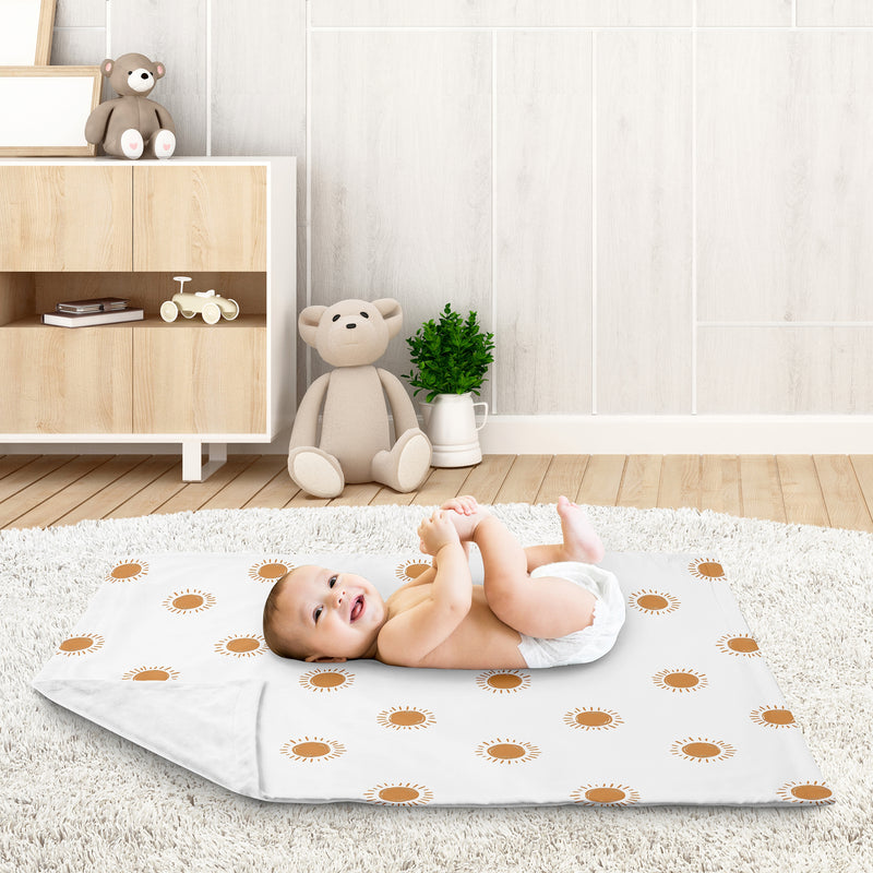 Boho Sun White and Pumpkin Collection Baby Blanket