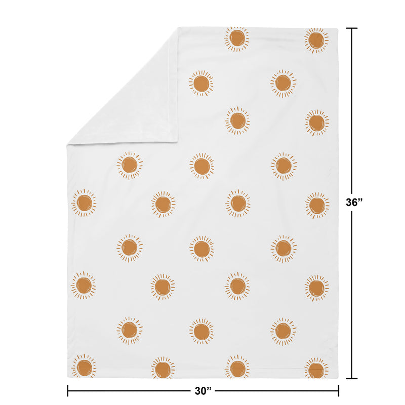 Boho Sun White and Pumpkin Collection Baby Blanket