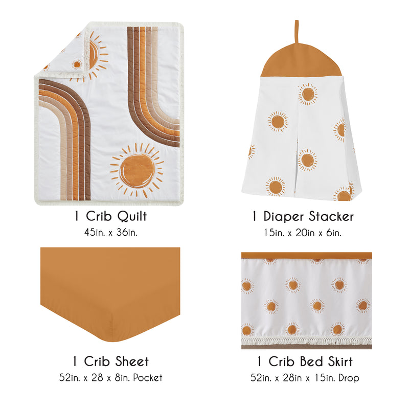 Boho Sun White and Pumpkin Collection 4 Piece Crib Bedding
