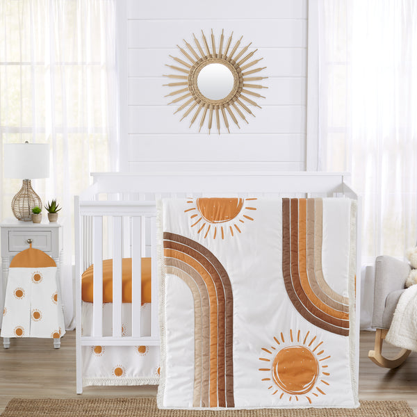 Boho Sun White and Pumpkin Collection 4 Piece Crib Bedding