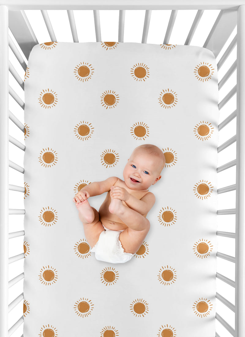 Boho Sun White and Pumpkin Crib Sheet