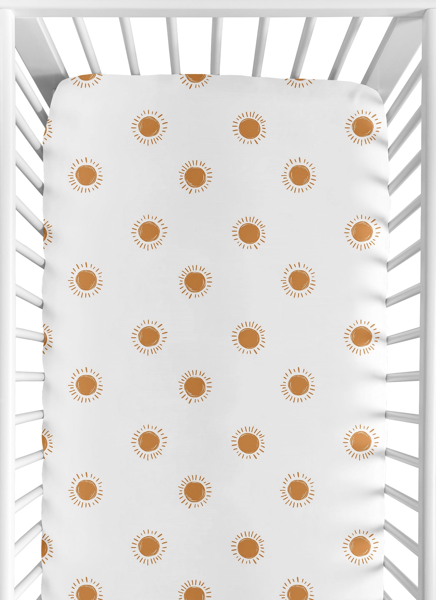 Boho Sun White and Pumpkin Crib Sheet