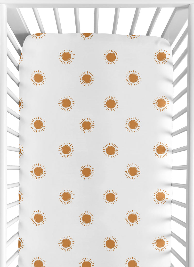 Boho Sun White and Pumpkin Crib Sheet