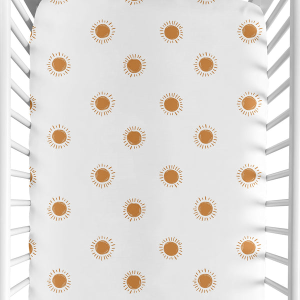 Boho Sun White and Pumpkin Crib Sheet