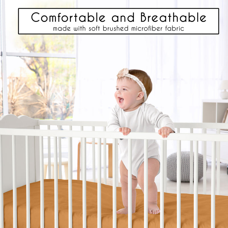 Boho Sun White and Pumpkin Collection 4 Piece Crib Bedding