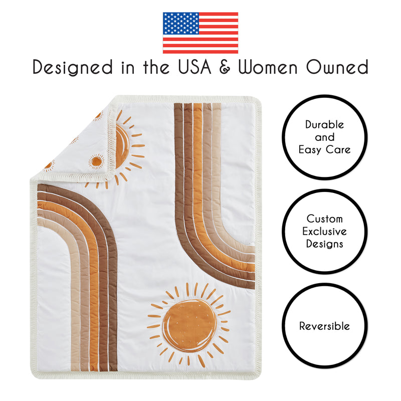 Boho Sun White and Pumpkin Collection 4 Piece Crib Bedding