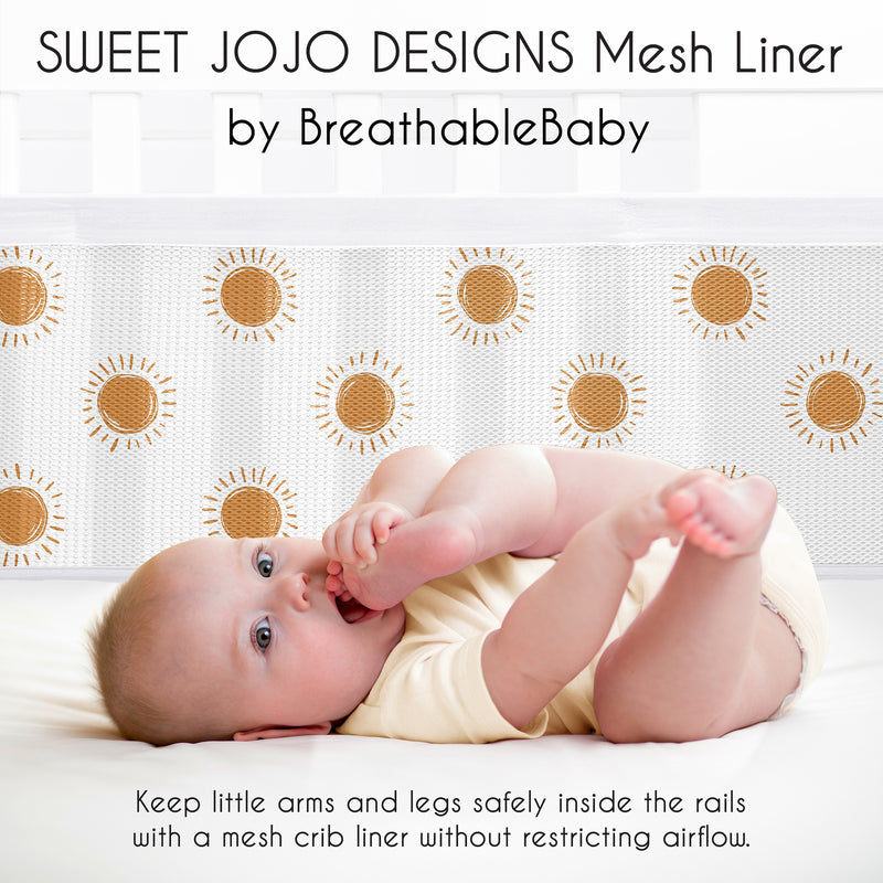 Boho Sun White and Pumpkin Sweet Jojo Designs + BreathableBaby Breathable Mesh Crib Liner