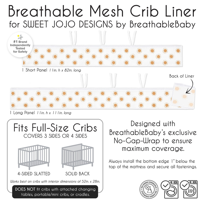 Boho Sun White and Pumpkin Sweet Jojo Designs + BreathableBaby Breathable Mesh Crib Liner