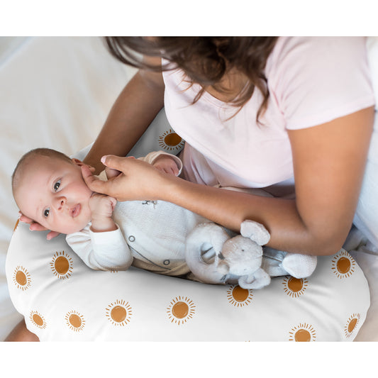 Boho Sun White and Pumpkin Collection Nursing Breastfeeding Pillow Cover